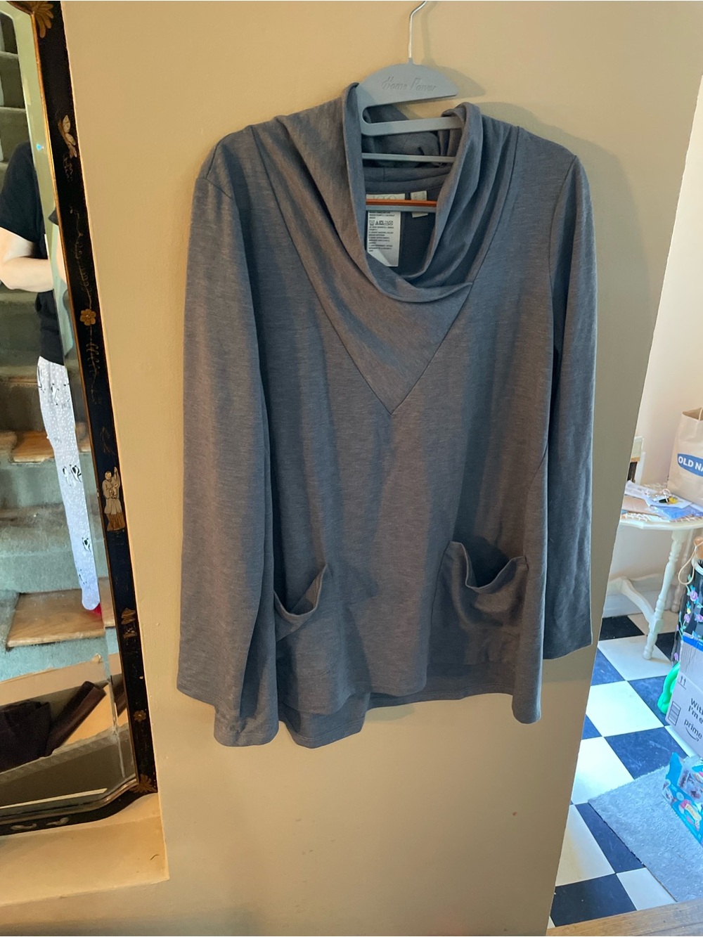Logo Lounge by Lori Goldstein Cowl Neck Top in grey